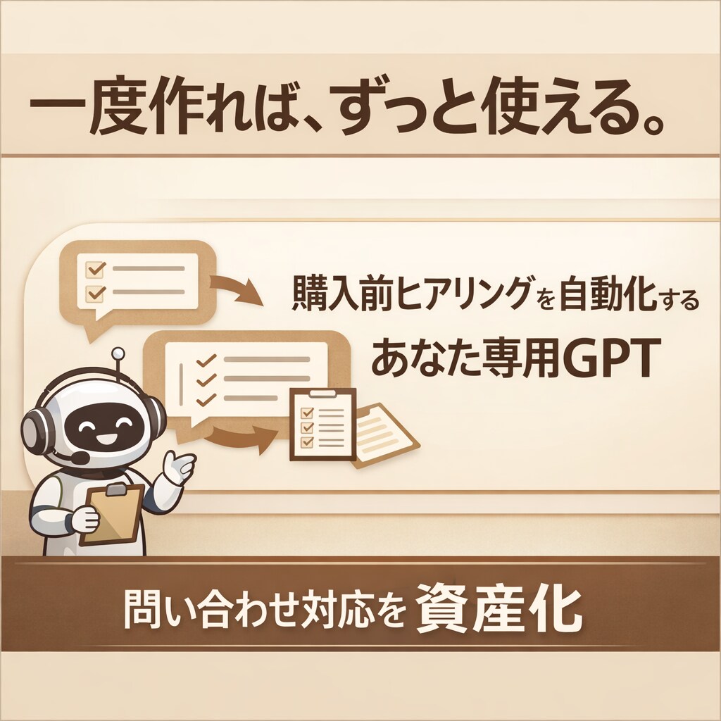 購入前ヒアリングを自動化するGPTを構築します 価格だけ聞く人を減らす受付AIを作ります イメージ2