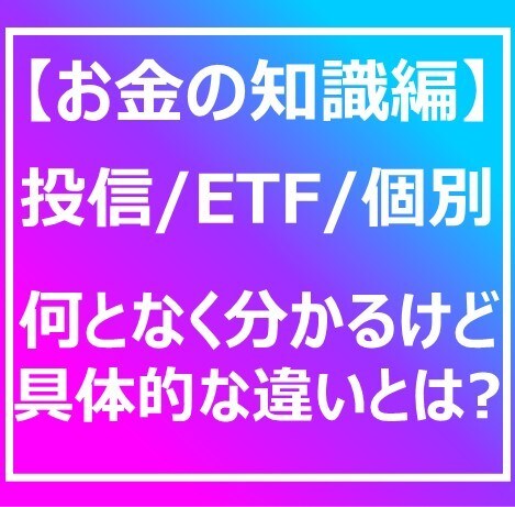 投資信託/ETF/個別銘柄の違いをお伝えします メリットデメリットを正しく理解！目指せFIRE!! イメージ1