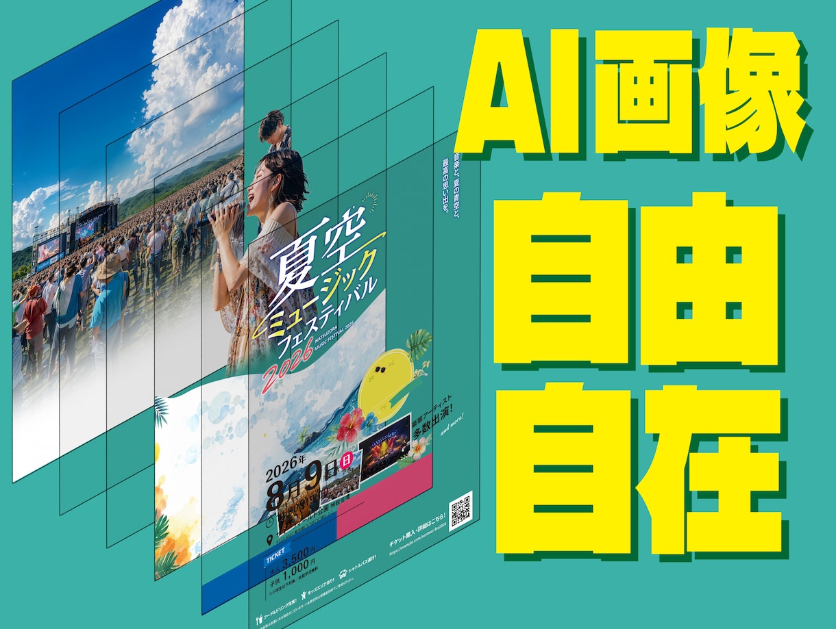 AI画像を広告・SNS・EC用に自然に仕上げます 文字組み・構成変更まで対応。デザイン歴20年の丁寧な仕上げ イメージ1
