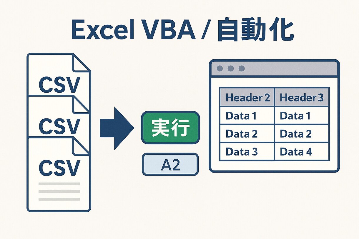 Excelマクロ作成｜CSV自動集計で時短します フォルダ指定だけで自動集計！ヘッダー重複なし イメージ3