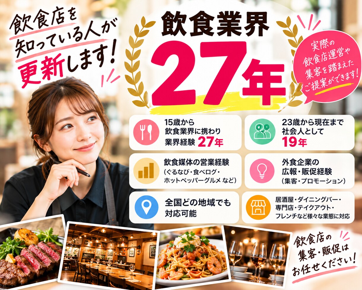 飲食店のグルメサイト更新・改善を代行します 飲食業界27年｜ぐるなび・食べログ等の更新〜集客アドバイス迄 イメージ3
