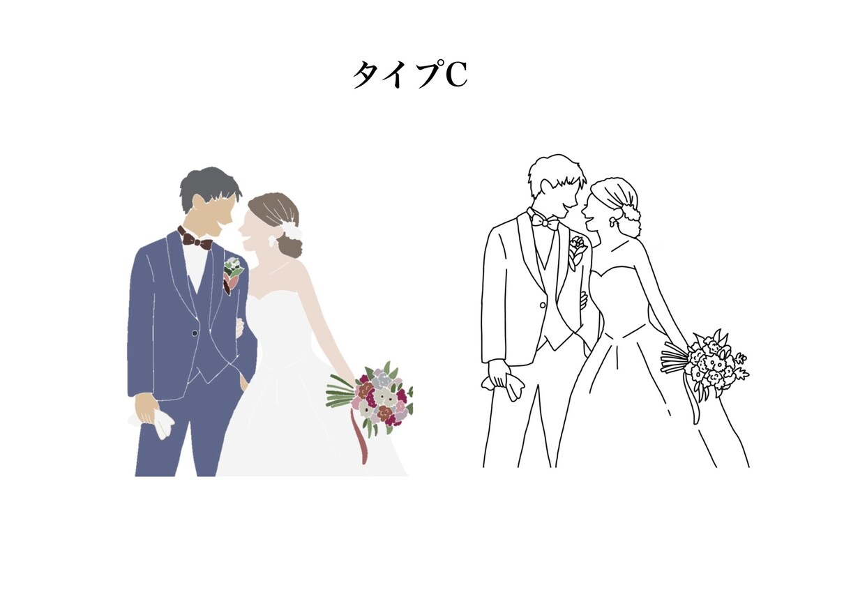 結婚式で使える人物イラスト描きます 線画＋色付きの２枚納品します【データのみ】 イメージ4