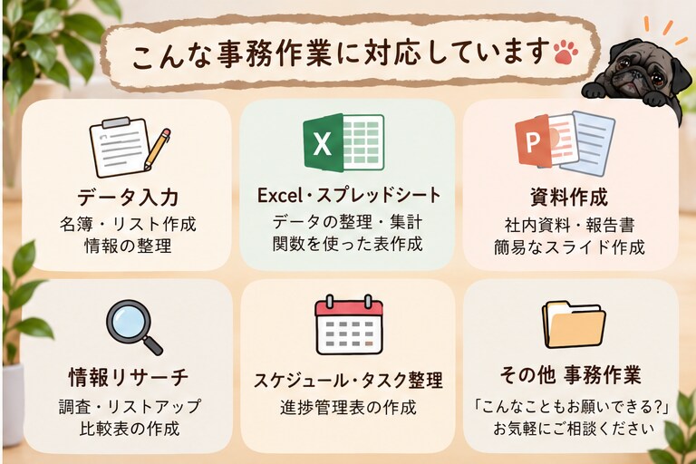忙しい方の細かい事務作業をオンラインで代行します 何を頼めばいいかわからなくてもOK！面倒な事務を必要な分だけ イメージ3