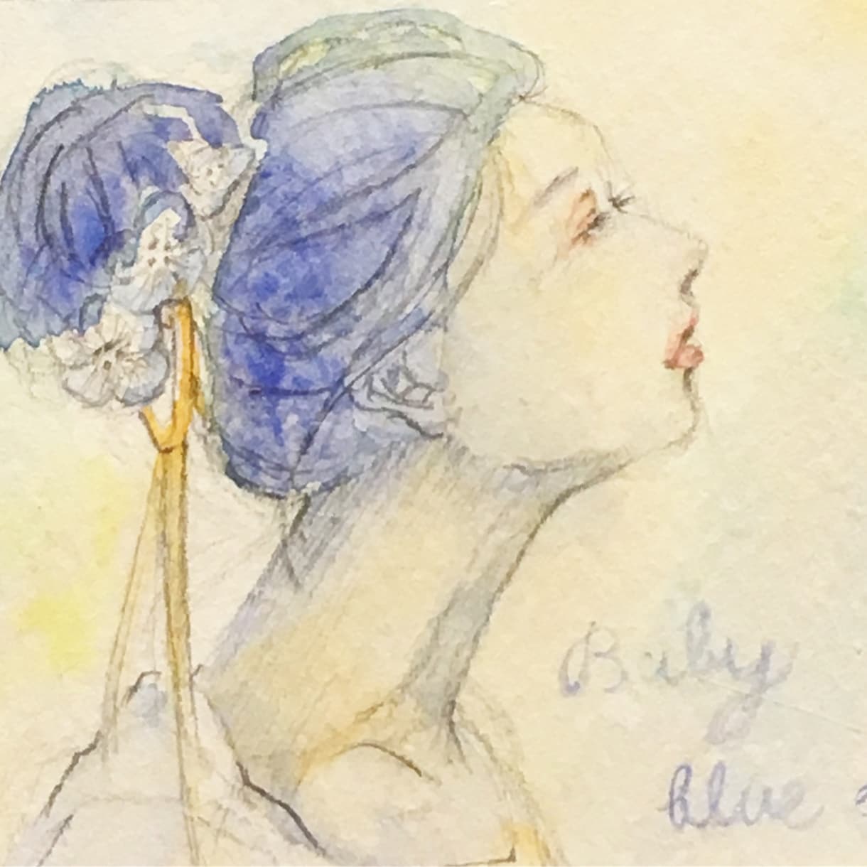 水彩で似顔絵を描きます お写真を元にあなたのお顔を儚く美しく描きます。 イメージ2