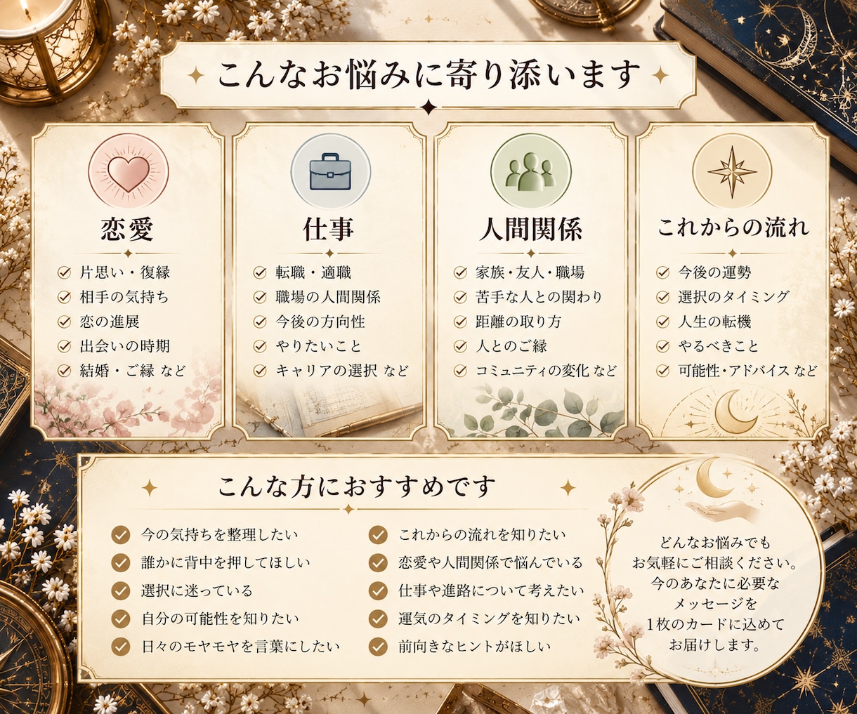 誰にも言えない恋をタロット3枚で読み解きますます この恋の行方を過去・現在・未来から読み解きます。 イメージ2