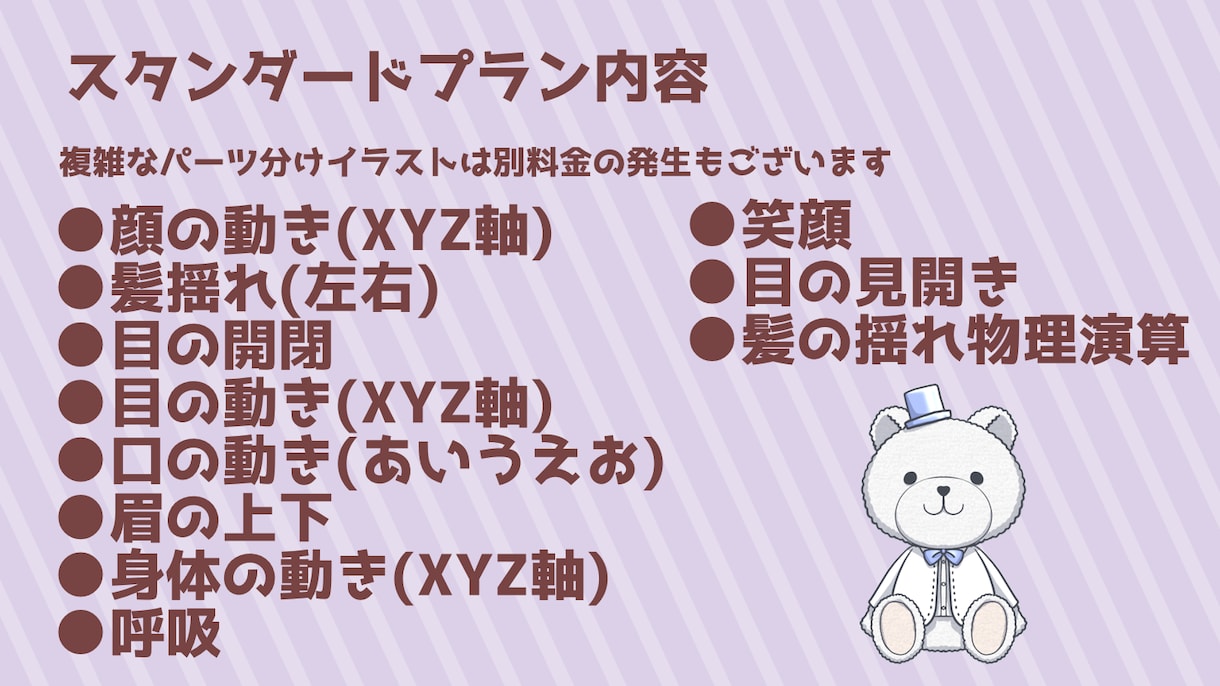 Vtuber向けLive2Dモデリング作成します 低価格で初心者の方にもご利用しやすくしてます イメージ3
