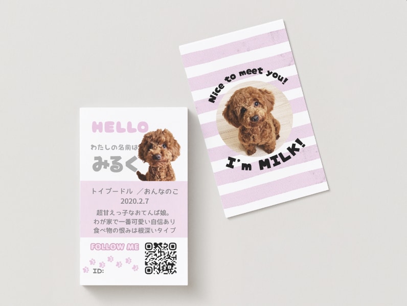 くすみカラーが可愛い【うちの子名刺】作ります スマホ写真OK！印刷代込100枚セミオーダーのペット名刺 イメージ3