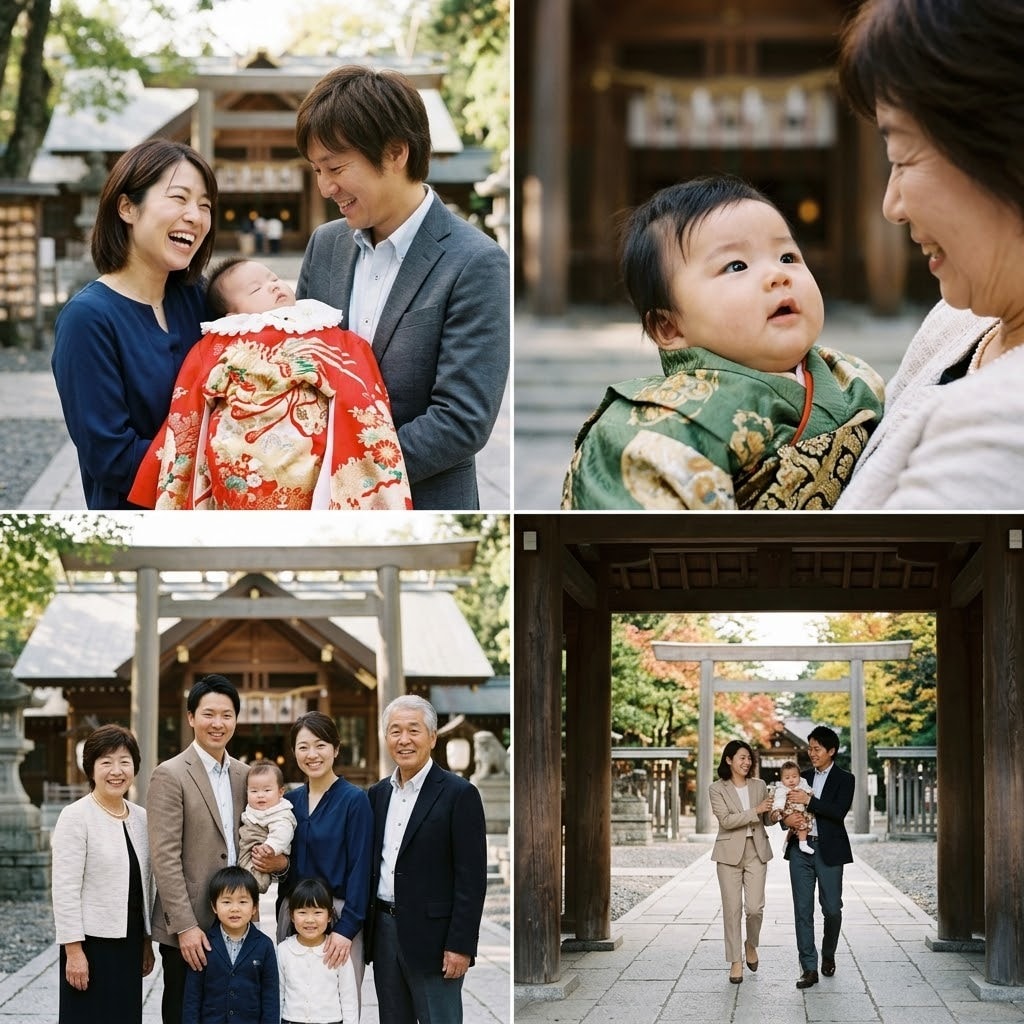 北海道でお宮参り・参拝の出張撮影します 赤ちゃんも安心の自然な家族写真｜全データ納品＆レタッチ込 イメージ1