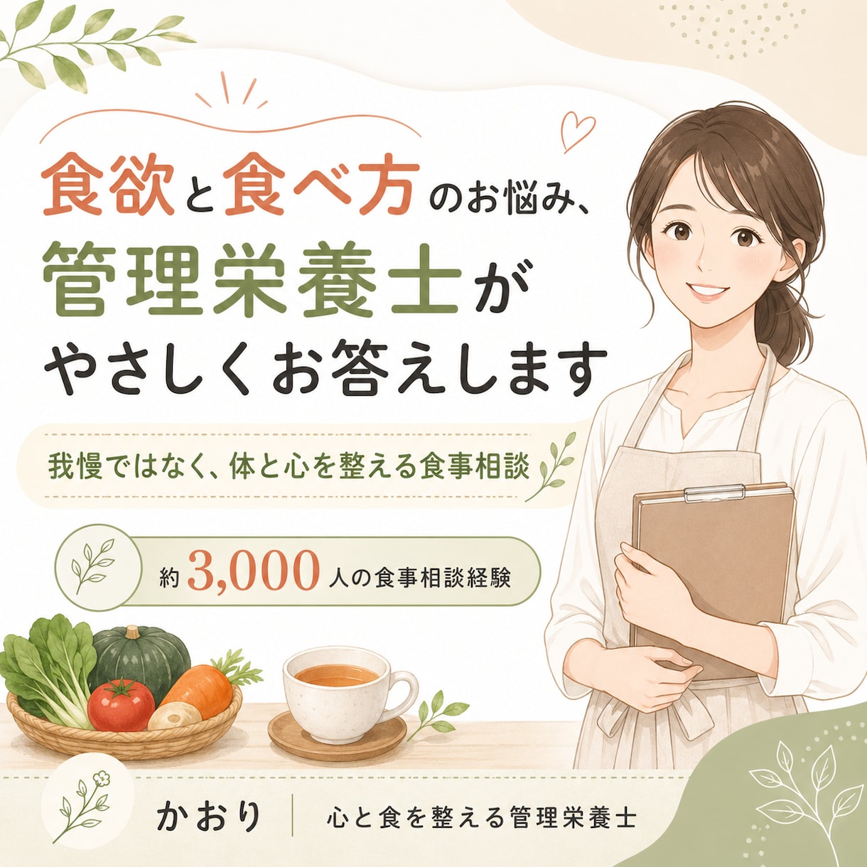 管理栄養士が食欲と食べ方のお悩みに答えます 我慢ではなく、体と心の仕組みからやさしく整える食事相談 イメージ1