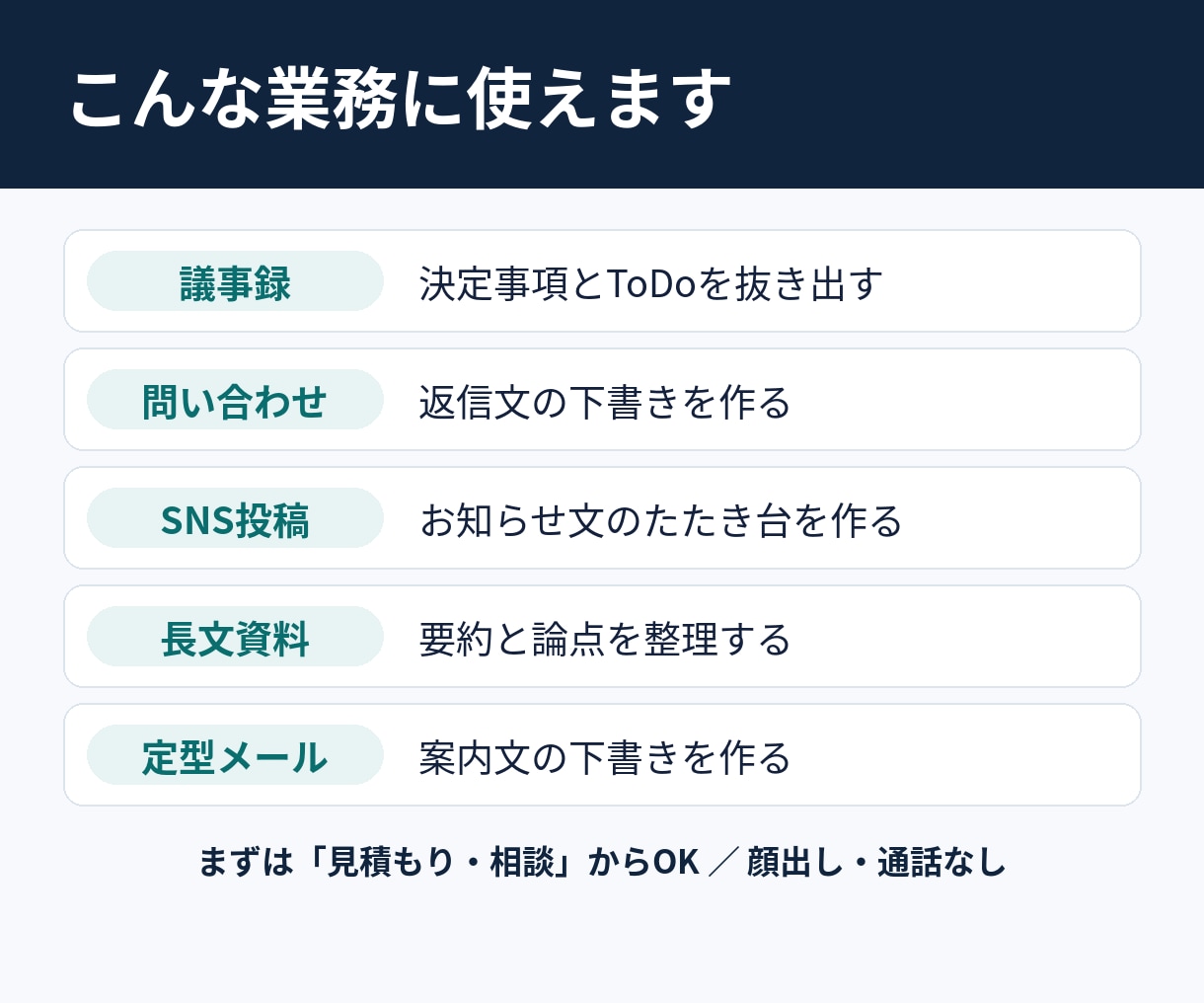 あなたの業務に合うAI活用法を提案しますます 使って終わりにしない、実務の時短シートを納品 イメージ3
