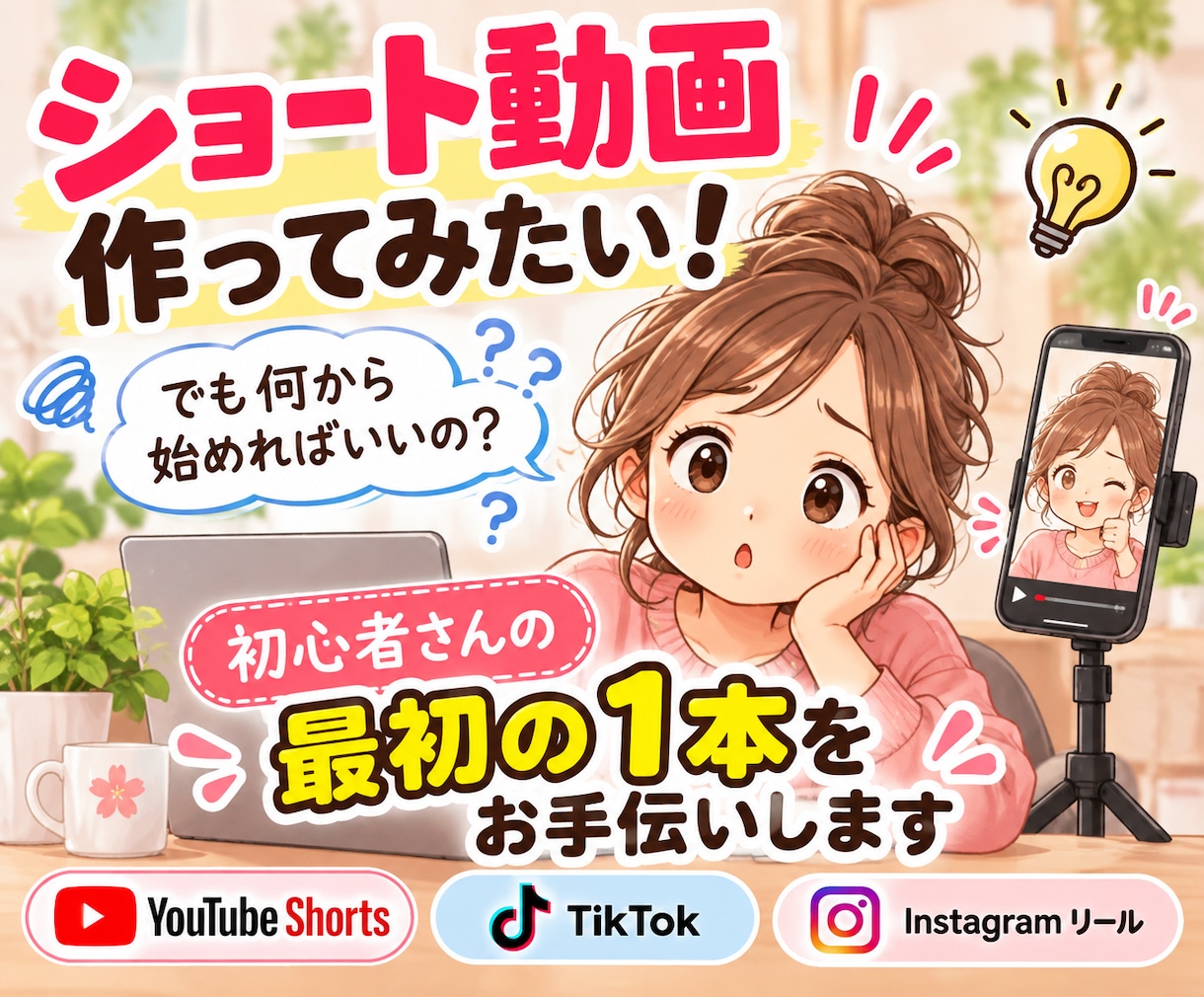 初めてのショート動画づくりをお手伝いします 「何を用意する？」からOK！初めての1本を一緒に作ります イメージ1