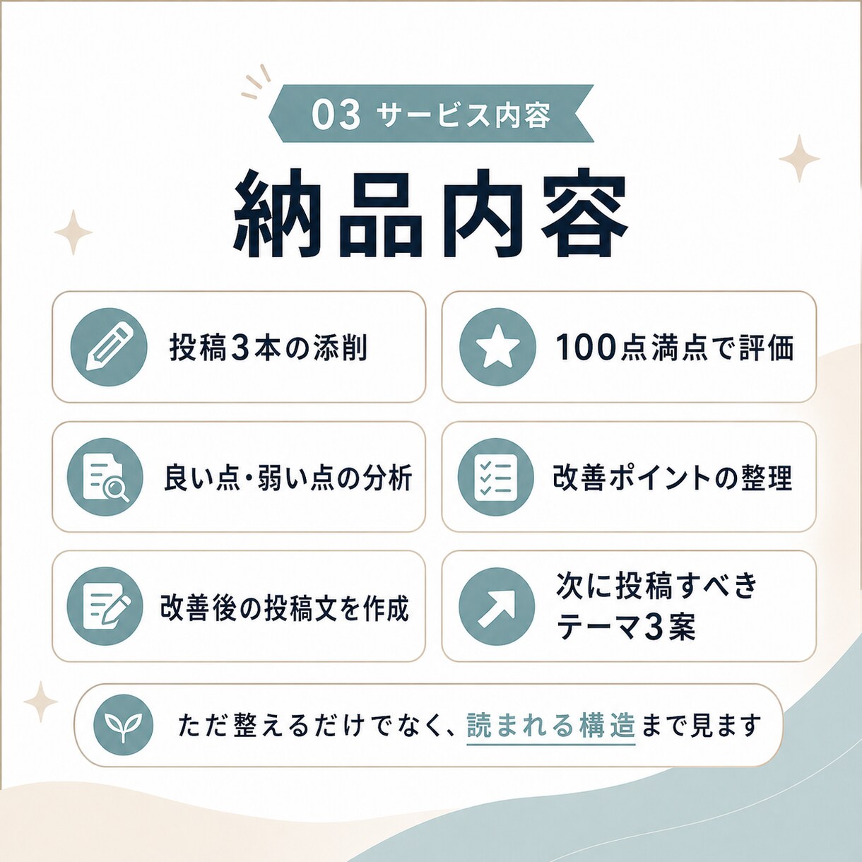 AIっぽいThreads投稿を伝わる文章に添削ます AIっぽい・薄い・反応がない投稿を、読まれる文章に整えます イメージ3