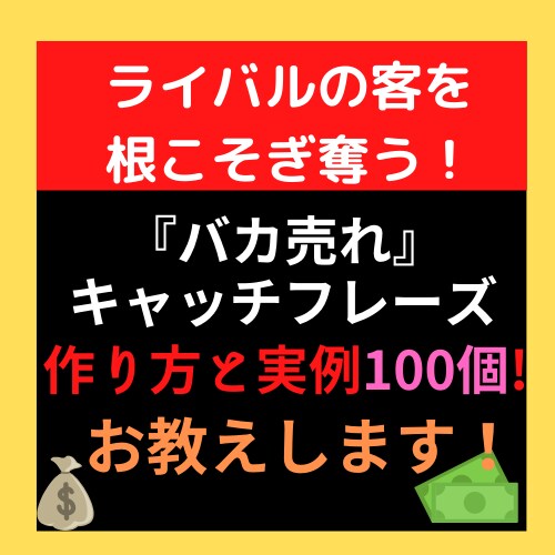 商品を『バカ売れ』させたキャッチフレーズ教えます 市場の顧客を根こそぎ奪うキャッチフレーズの作り方と実例100 イメージ1
