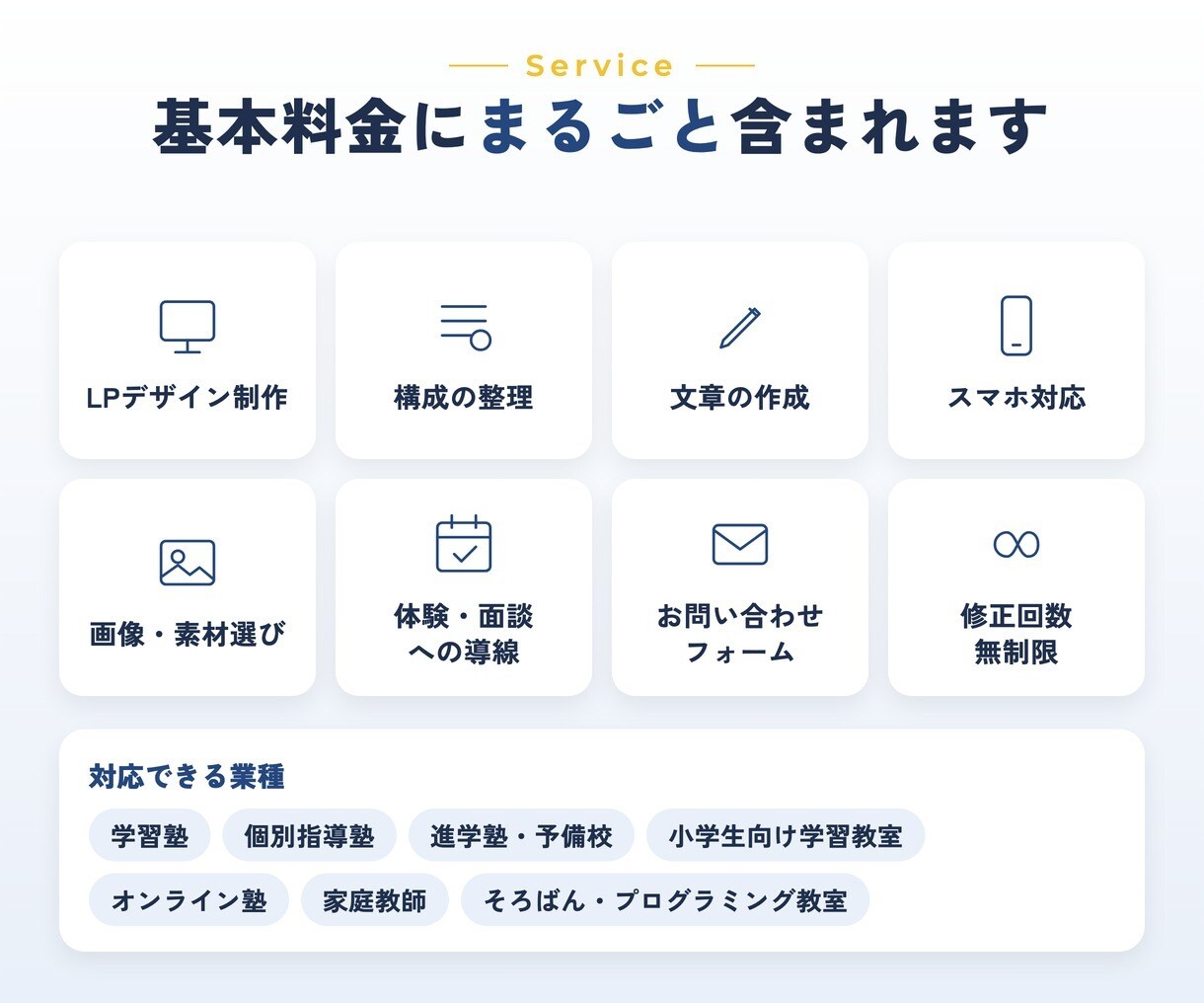 学習塾・個別指導塾専門の集客LPを作ります 店舗経営の経験を活かし体験申込につながるページをご提案 イメージ8