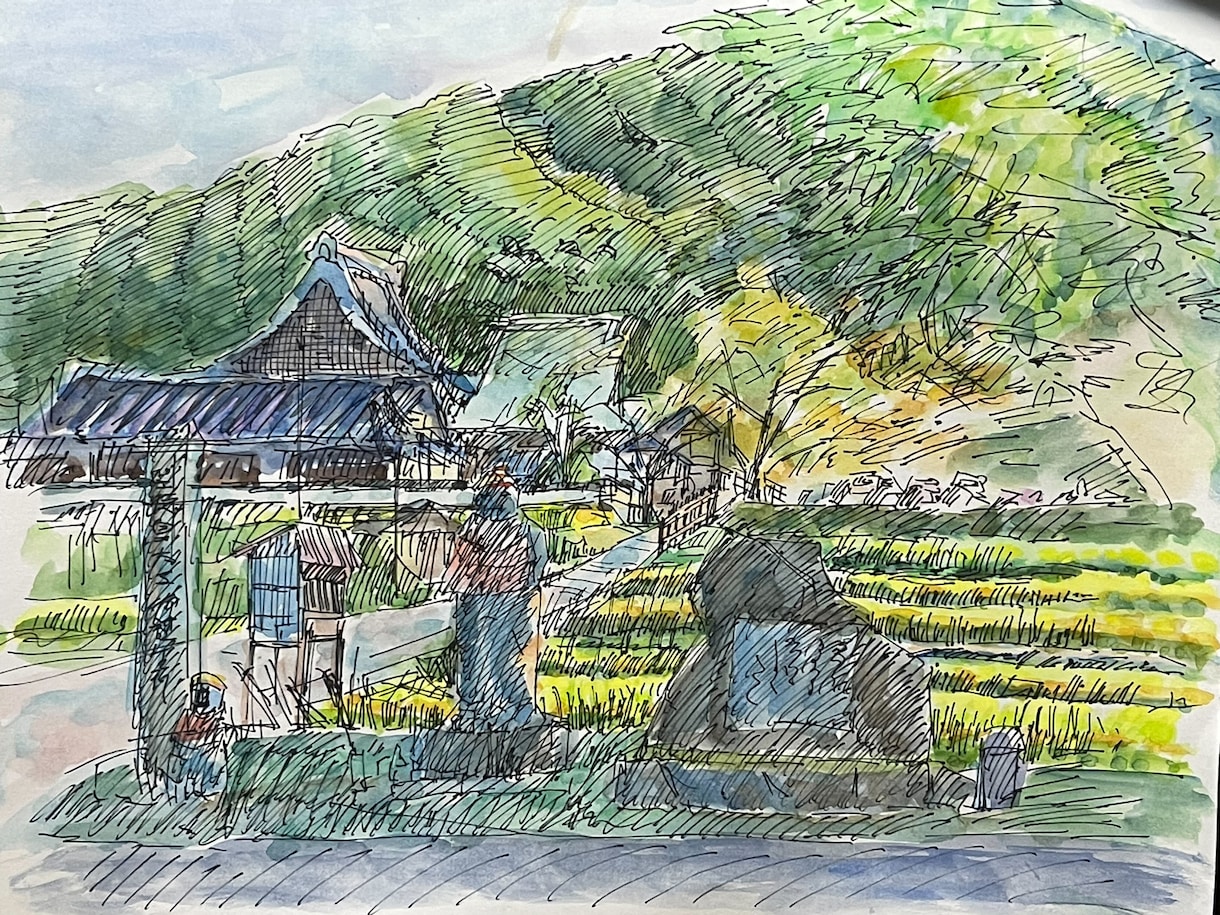 思い出の風景や建物を水彩スケッチとして残します [公募展受賞]そこでスケッチしたかのような空気感で形にします イメージ1