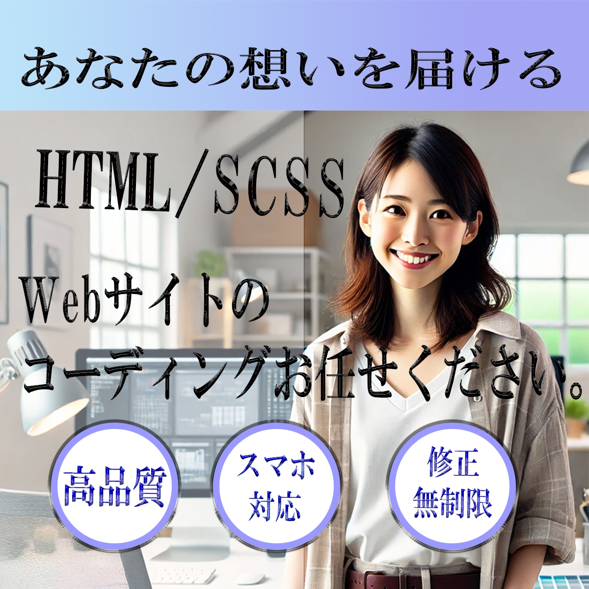 高品質コーディング！デザインを忠実に再現します デザイン通りに！レスポンシブも対応可能です。 イメージ1