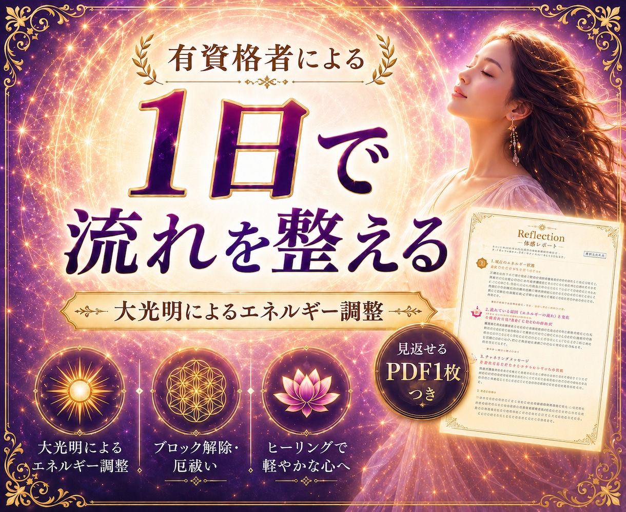 波動修正で流れを整え、本来の状態へ戻します 大光明によるエネルギー調整、ブロック解除、厄祓い、ヒーリング イメージ1