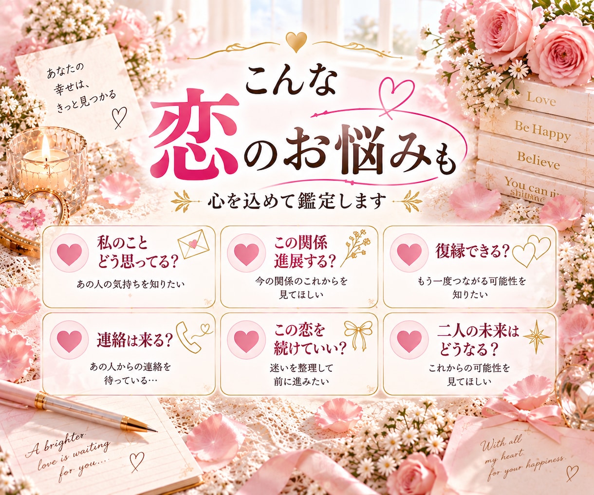 恋愛での悩みをタロットで占います 片思い、相手の気持ち、今後の未来など知りたいことならなんでも イメージ2