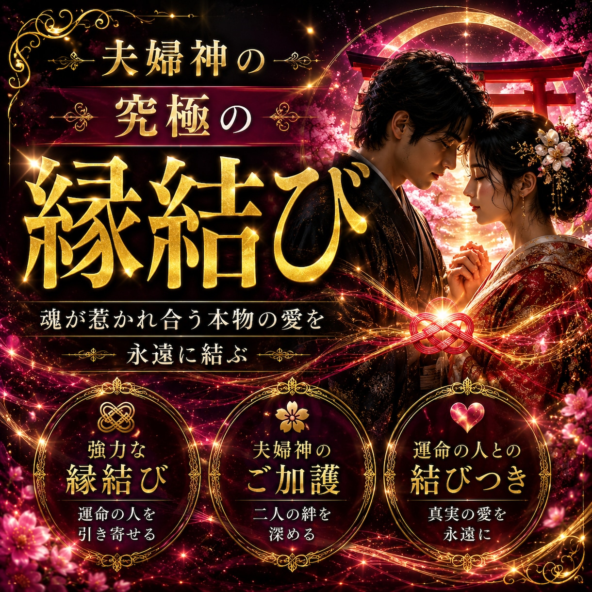 究極の縁結び、夫婦神の最大エネルギーで叶えます 後戻り不可！覚悟のある方のみ、3日間お二人の為に結びます。 イメージ1