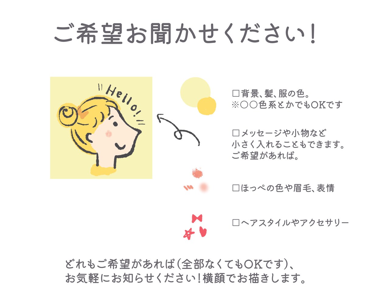 手描き感のある横顔のアイコン 1点描きます 商用OKのゆるめかわいいオリジナルアイコン イメージ2