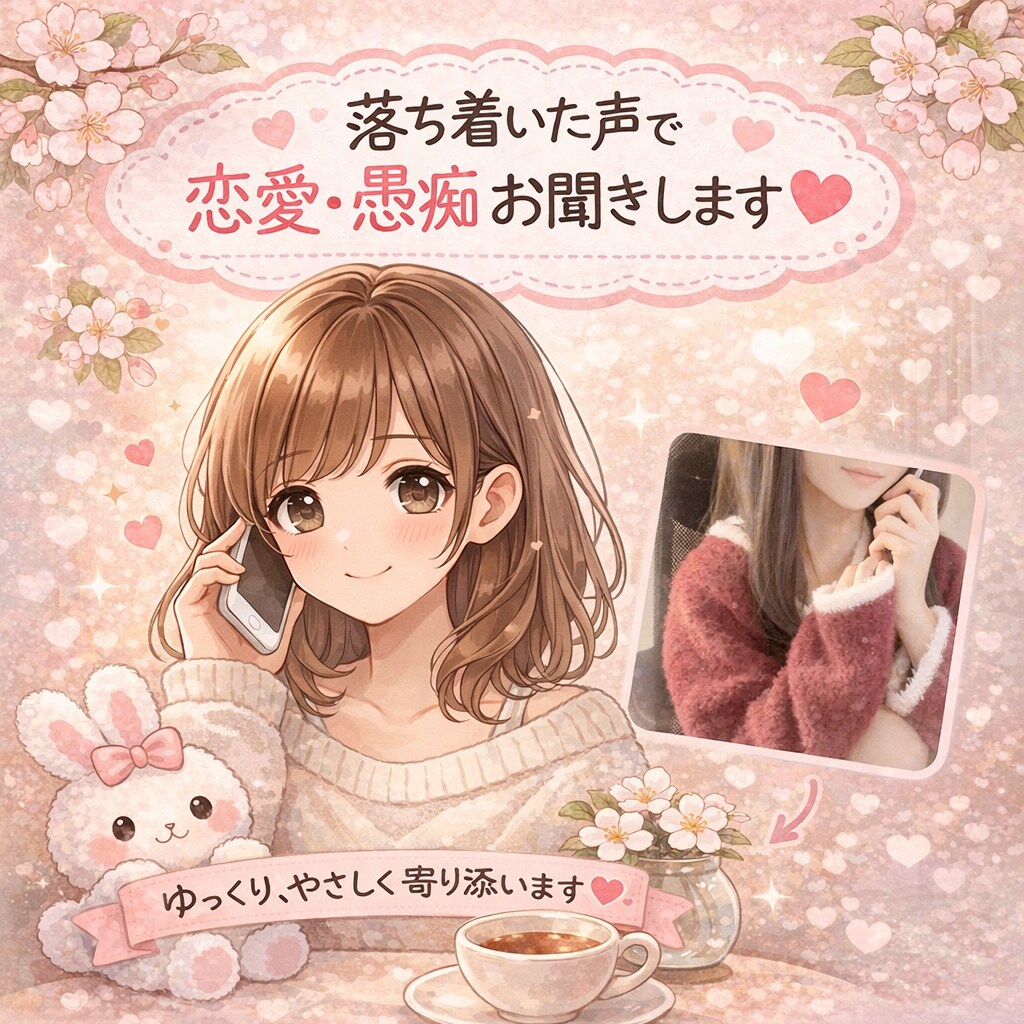 落ち着いた声で優しく相談・話し相手になります ほっとできる時間をお届けします イメージ1