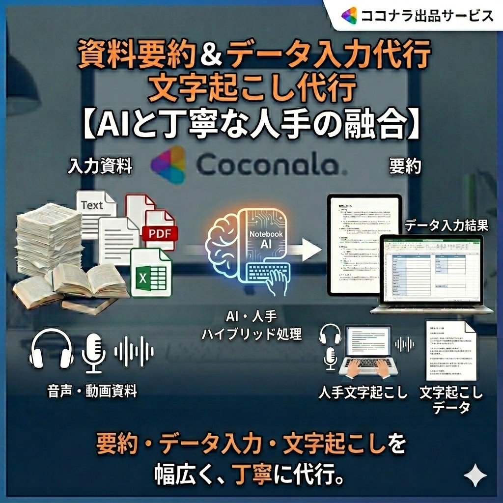 要約レポート作成。データ入力入力代行します 資料要約・構成案を代行します。データ入力の代行も行います イメージ1