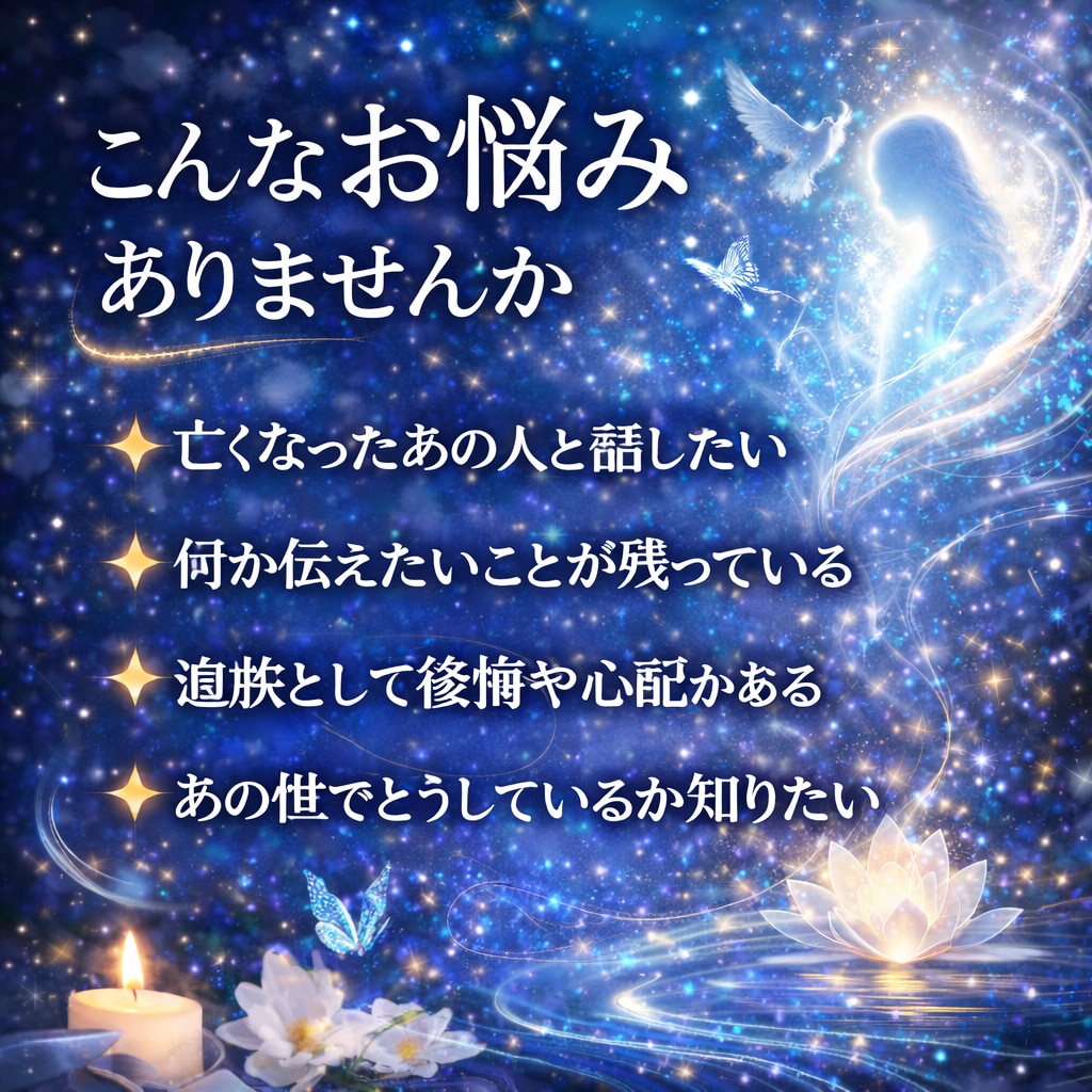 亡くなった方の魂と繋がり、メッセージを伝えます あの人(故人)は、どう思っているか。あなたの悲しみ癒します イメージ3