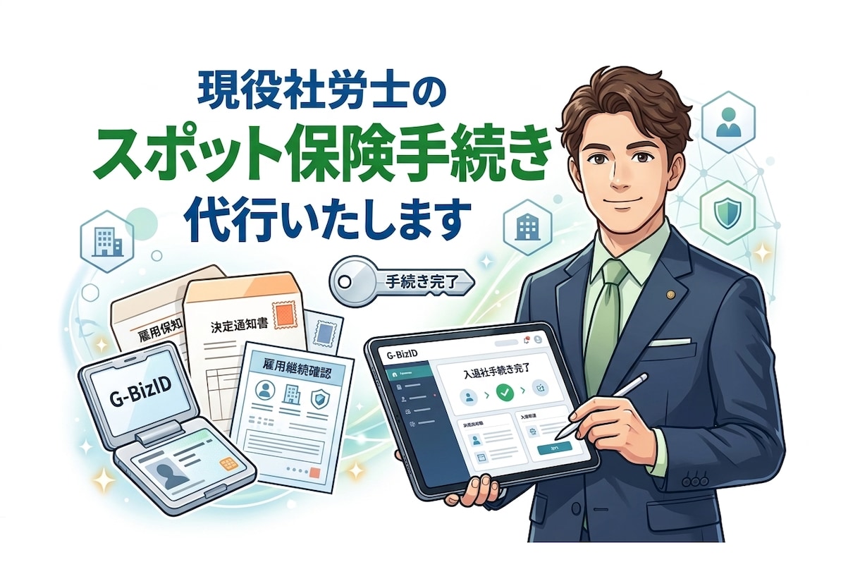 社労士が入退社の社会保険雇用保険手続きを代行します 1名からスポット依頼OK！電子申請で迅速・正確に手続き完了 イメージ1
