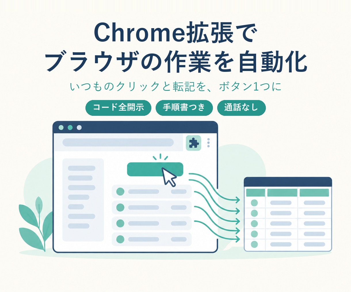 Chrome拡張でブラウザの定型作業を自動化します 毎日のクリックと転記を、ボタン1つに。コード全開示 イメージ1