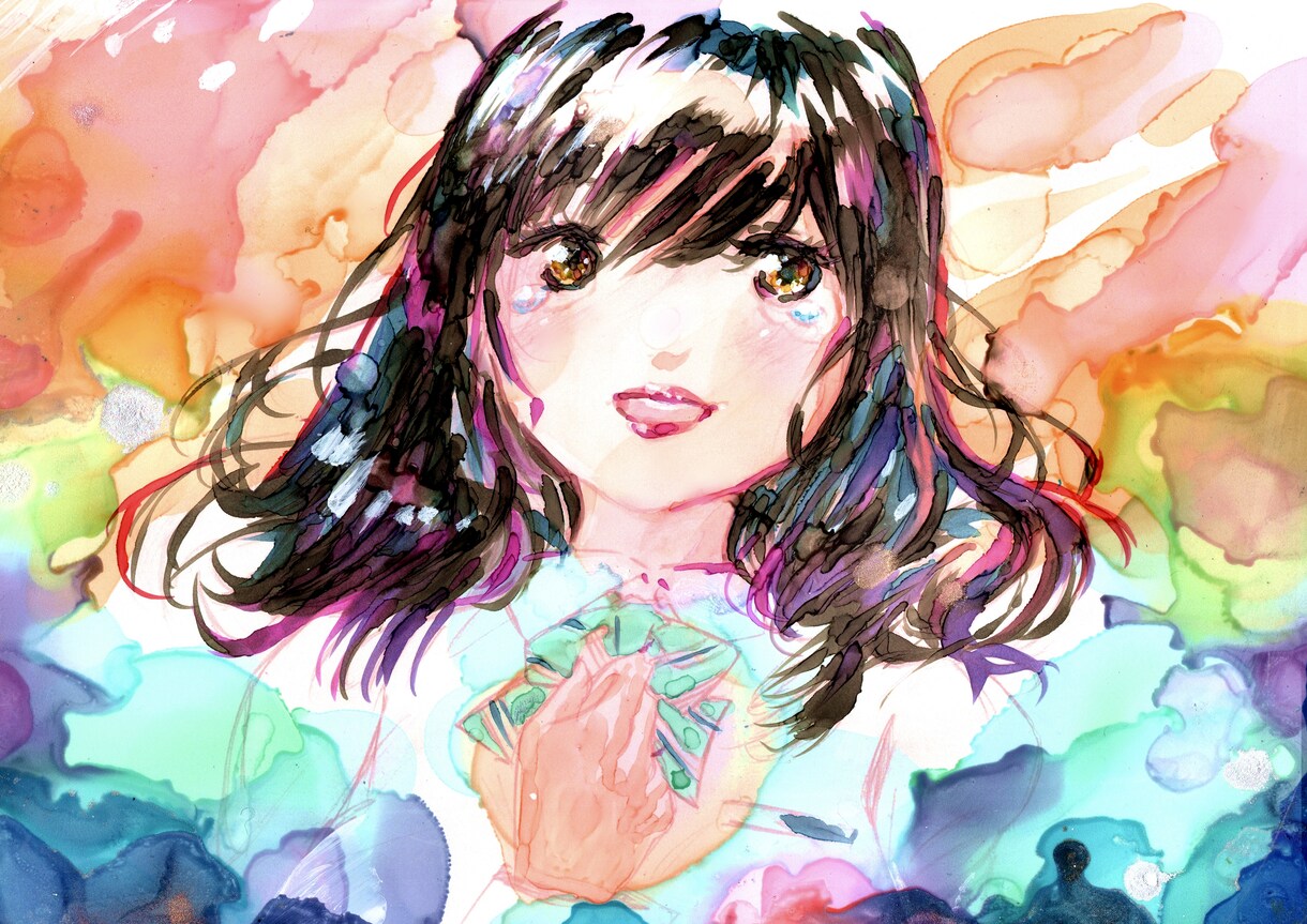 アルコールインク×イラストで彩る唯一無二を作ります 滲む色彩と繊細なイラストが織りなす、あなただけの特別な一枚 イメージ3