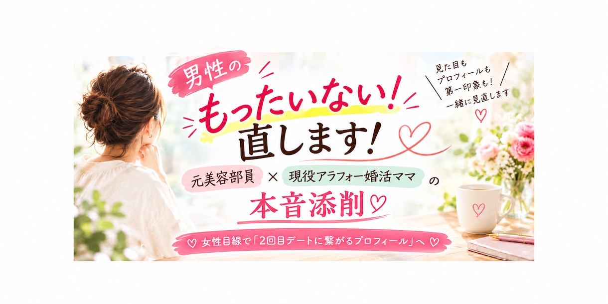 マチアプのプロフィール添削や婚活アドバイスをします 元美容部員×いいね500の現役婚活ママ イメージ2