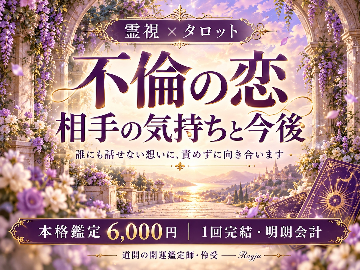不倫の相手の気持ちと今後を霊視で鑑定します 誰にも話せない恋に、責めずに向き合う本格鑑定 イメージ1