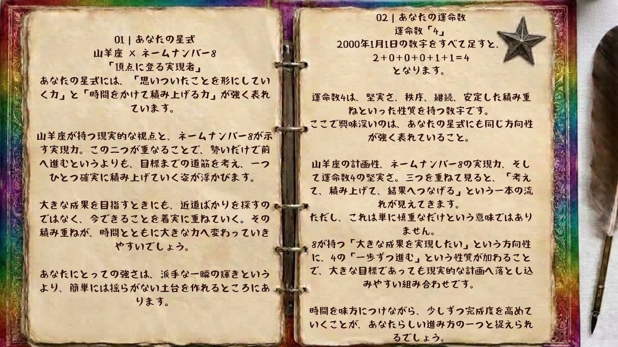 世界に一枚☆あなただけの個人鑑定書を作ります 占星術×姓名判断×運命数で占います イメージ2