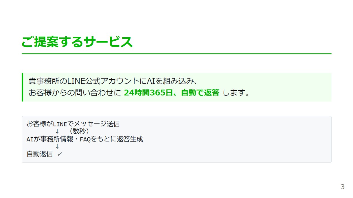 税理士・社労士向けLINE AI Bot導入します 24時間自動返答でお客様対応の負担をゼロにします イメージ4
