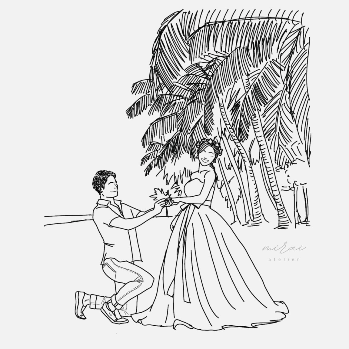 大切なお写真をやさしい線画イラストにします 愛おしい時間をやわらかな線で描きます イメージ6