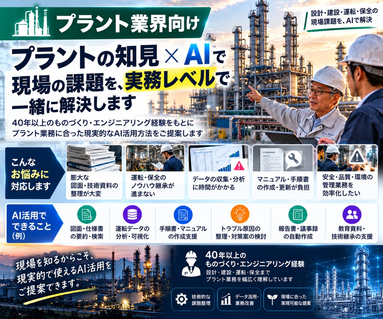 製造業AI活用を実務目線で提案ます 40年以上の経験から、業務に合うAI活用法を一緒に考えます イメージ4