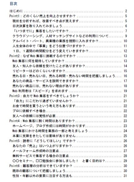 Web集客成功のコツをお教えします 「集客計画」の7つのポイント【電子書籍A4サイズ40ページ】 イメージ2