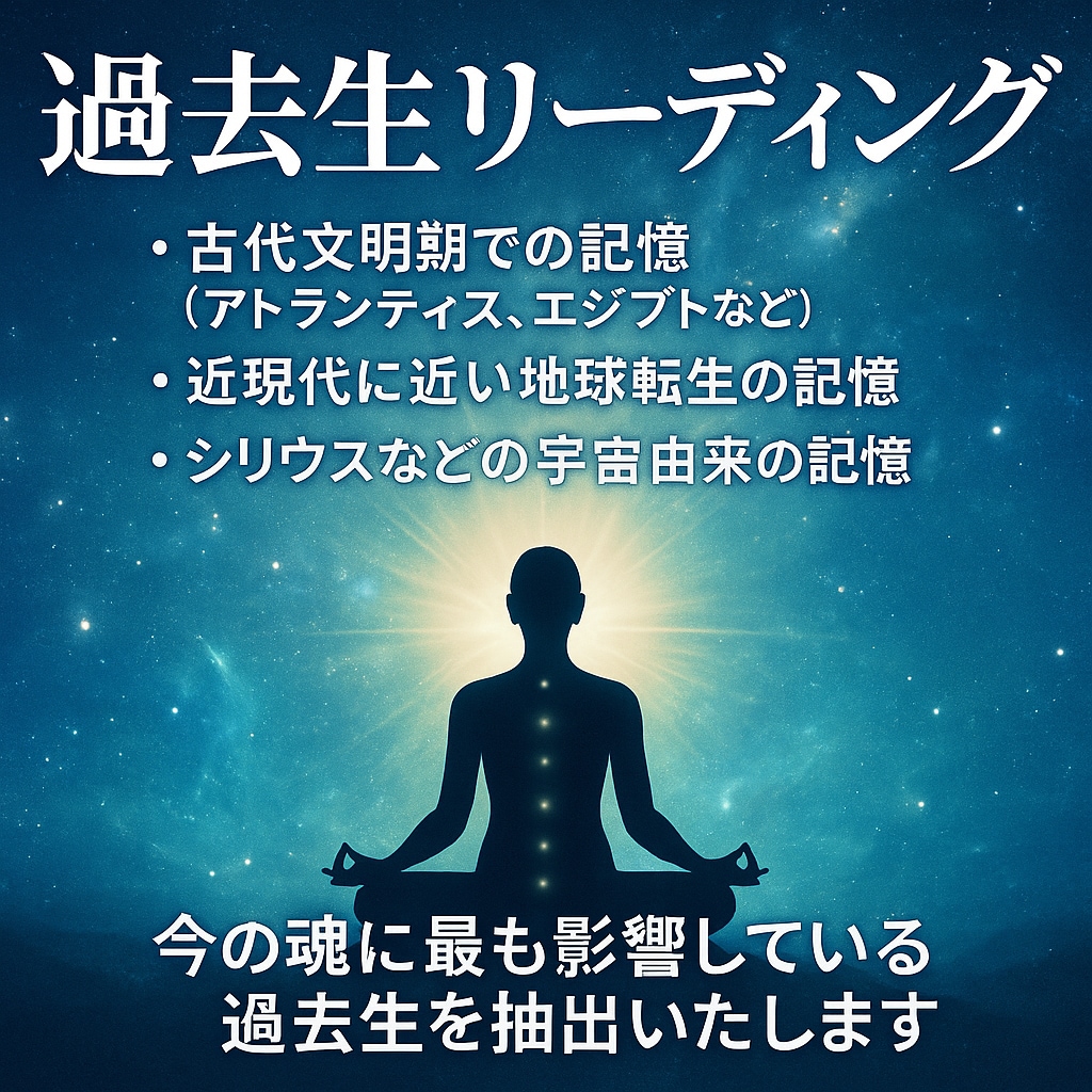 3つの過去生を読み、ブロック解除リーディングします 過去生の記憶を紐解き、深層のブロックを浄化・解除します。 イメージ1