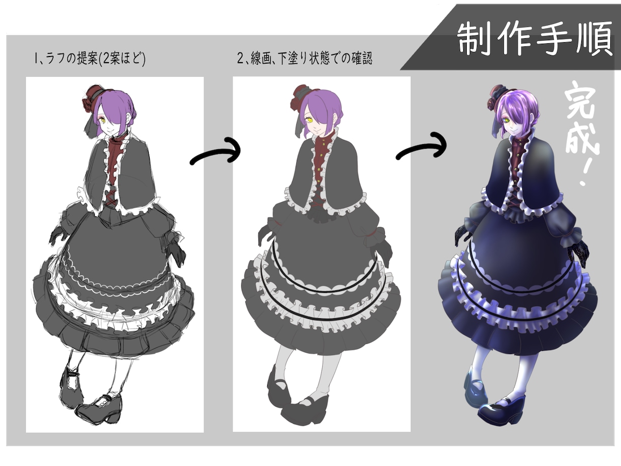 TRPG立ち絵、アイコンなどの製作を承ります 全身、バストアップ、デフォルメなど。表情差分2種まで無料 イメージ4