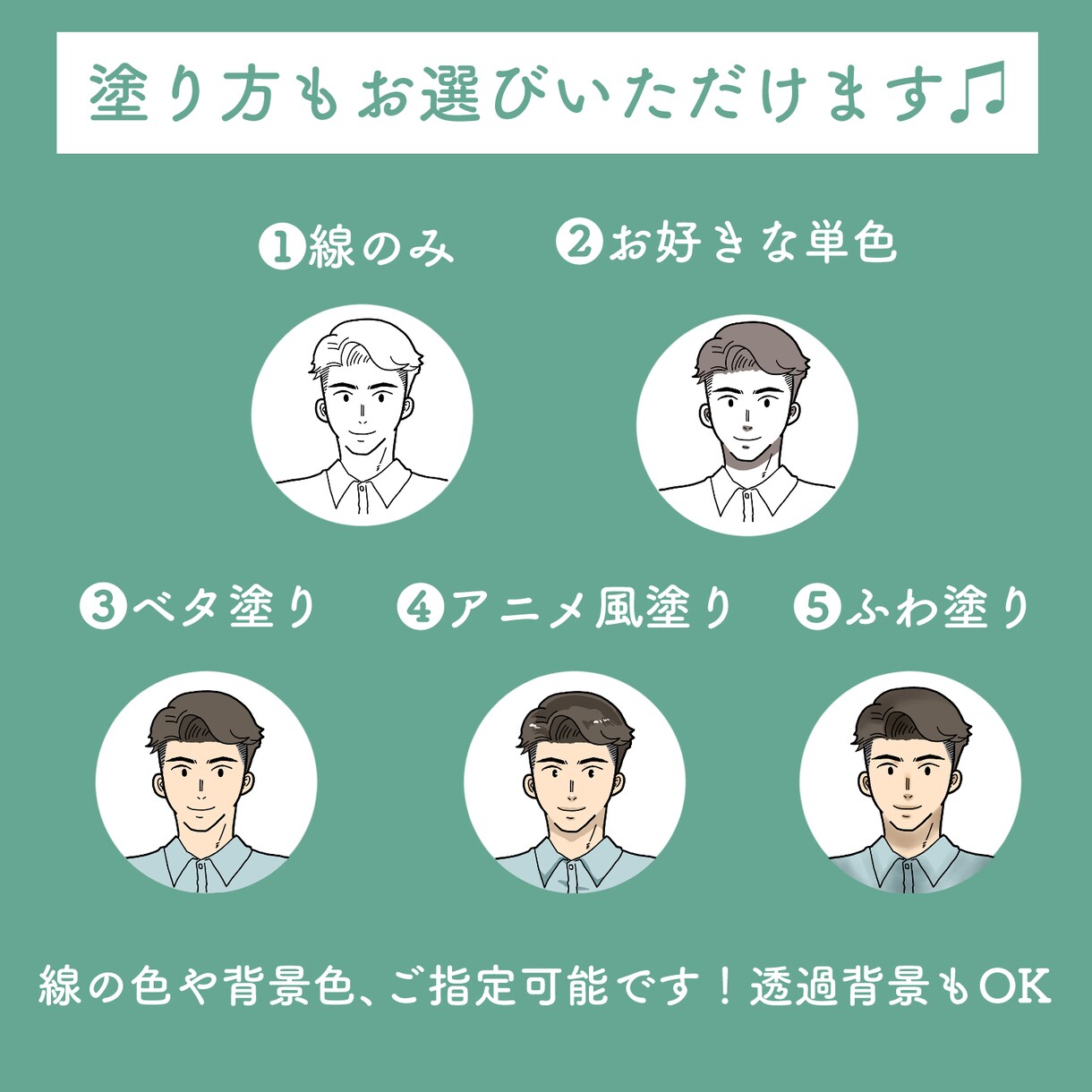 シンプル似顔絵で各種アイコン作成します シンプルおしゃれ♪似顔絵をイラスト化してSNSなどアイコンに イメージ4