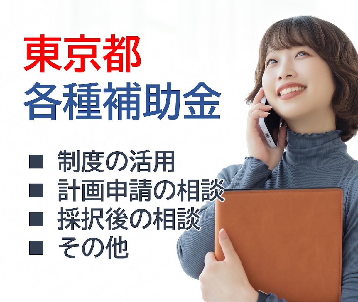 東京都の各種補助金、電話で相談頂けます 支援3日の緊急対応からも採択されています イメージ1