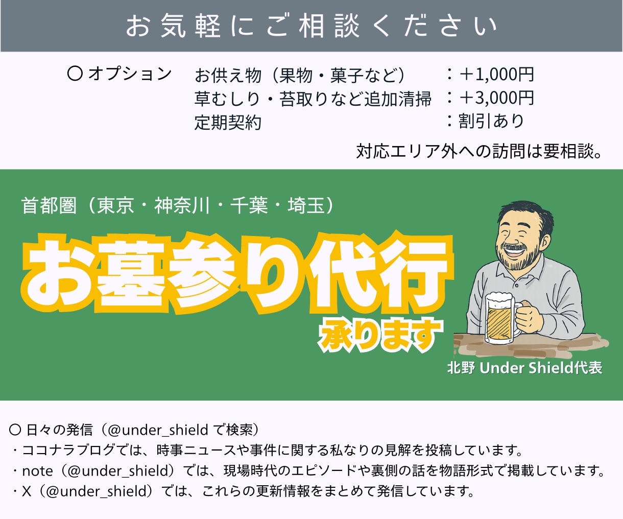 首都圏対応｜心を込めたお墓参り代行承ります 遠方やご多忙の方に代わり、 心を込めてお参りします。 イメージ1