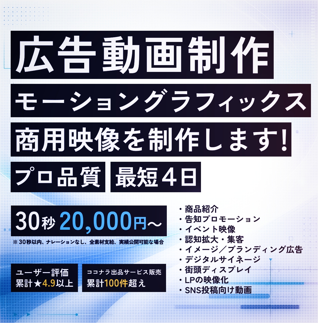 広告映像を制作します モーショングラフィックスで目的に合った広告映像を制作します！ イメージ1