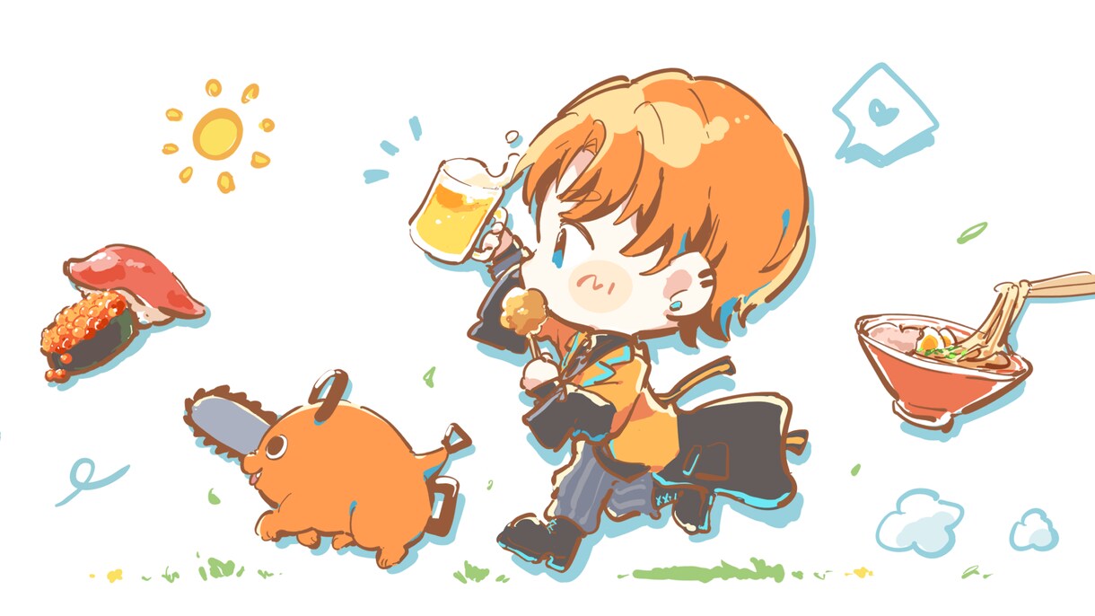 ゆるもちっとかわいい絵柄の1枚絵を制作します 活動者さまも大歓迎！手描き感のある絵柄が得意です◎ イメージ1