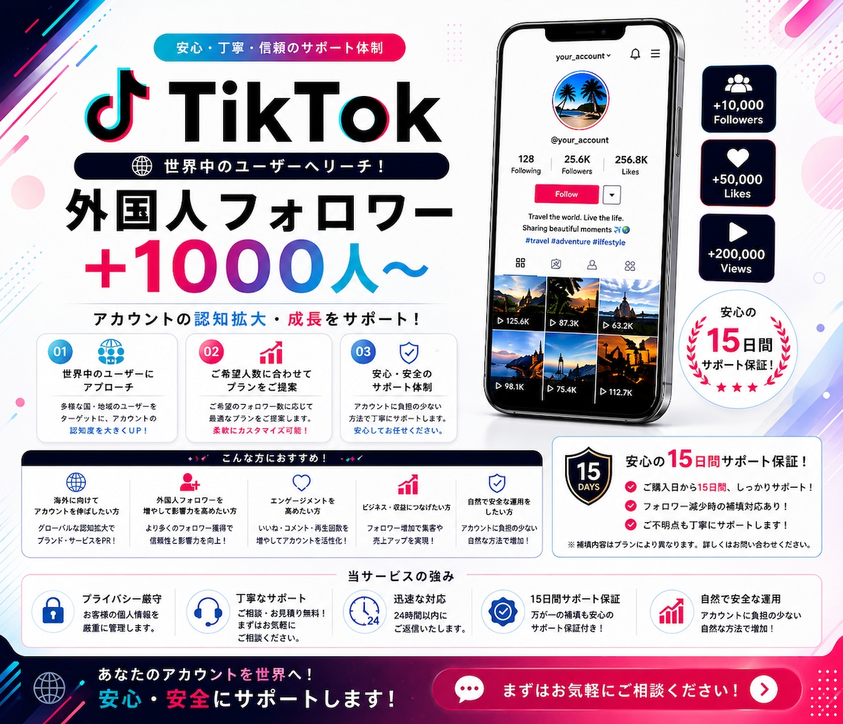 高品質⭐️TikTokフォロワー増やします チャンネルの収益化に向けてサポートします イメージ5