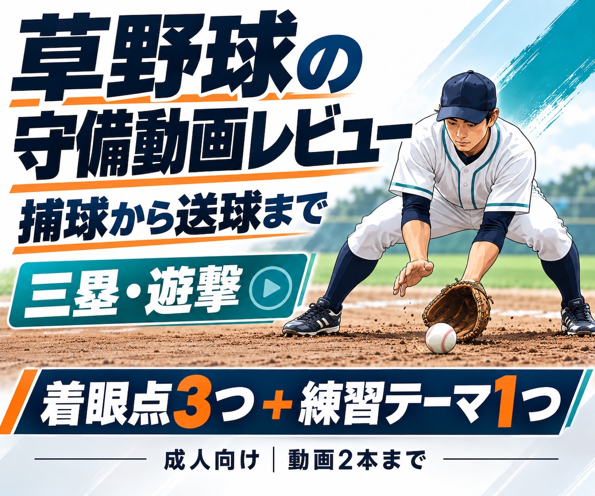 草野球の守備動画から練習ポイントを整理します 三塁・遊撃のゴロ捕球から送球を文章で振り返り イメージ1