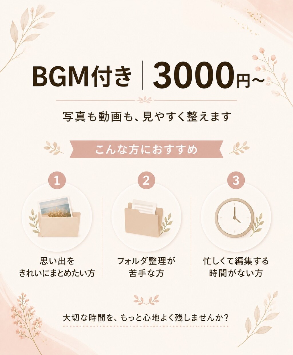 素材を渡すだけで動画にします 写真1秒・動画3秒で見やすく編集 イメージ4