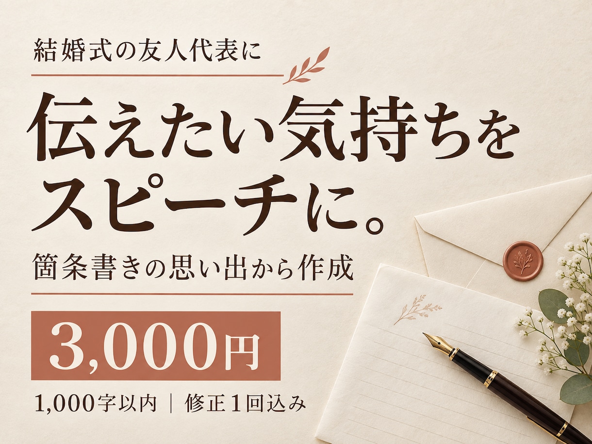 結婚式の友人スピーチをあなたの言葉に整えます 思い出の箇条書きから作成｜千字まで・修正１回込み イメージ1
