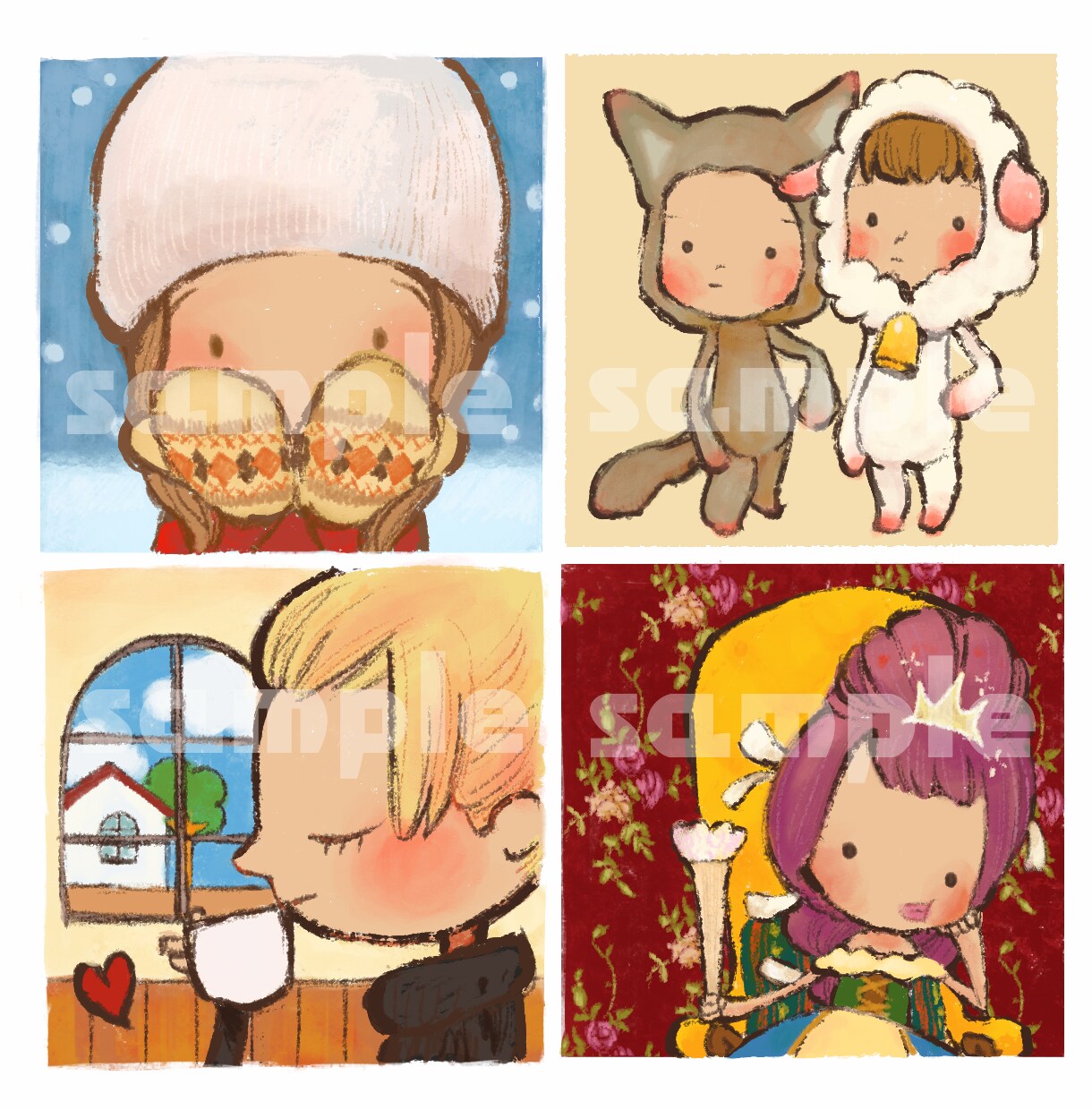 お試し料金〇絵本みたいなほっこりイラスト描きます 個性的で人とは違う優しい雰囲気のアイコンお作りします！ イメージ3