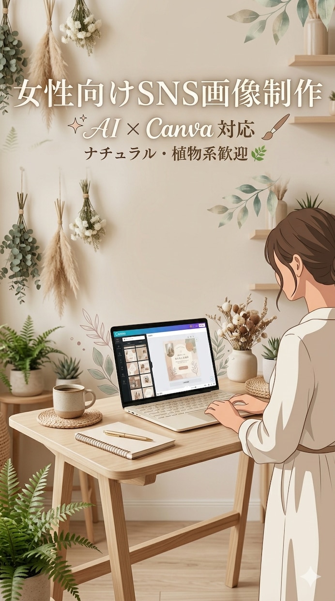 女性向け・ナチュラル系SNS画像制作します ナチュラルで伝わるSNS画像を制作します イメージ2